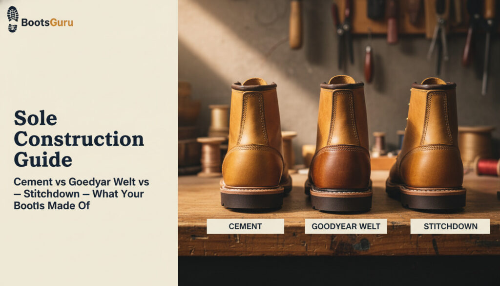 Three styles of boot soles labeled.