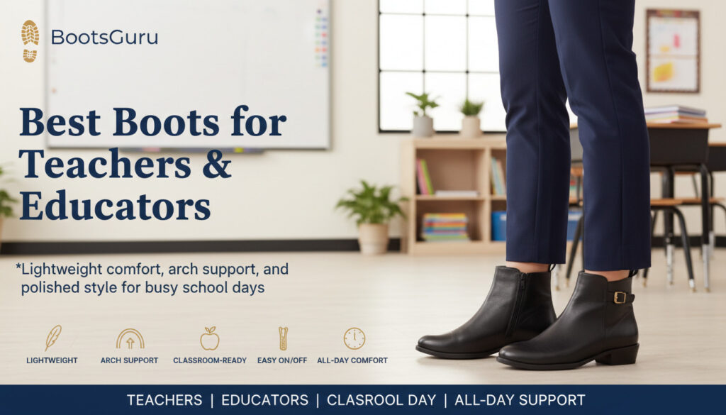 Stylish boots for teachers in a classroom