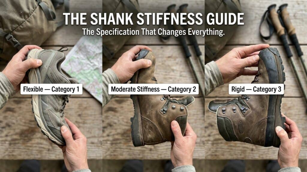 hands testing hiking boot stiffness 202605312037