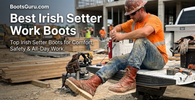 Durable Irish Setter work boots designed for comfort, safety, and all-day wear on construction sites and industrial environments. Perfect for professional workers seeking reliable footwear.