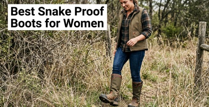 Woman walking outdoors in snake-proof boots, showcasing durable footwear designed for safety and comfort in rugged terrains.