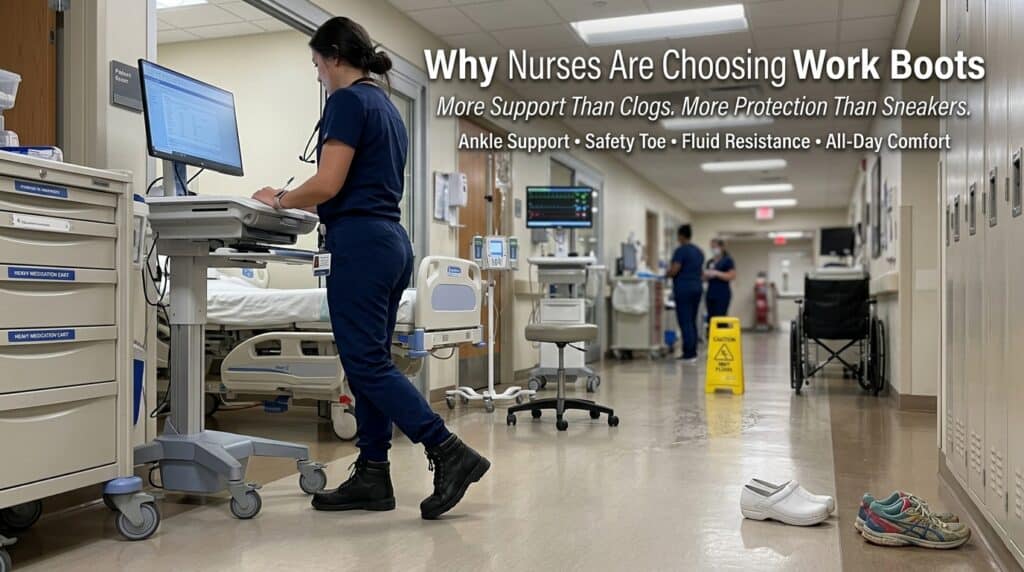 nurse choosing work boots over 202607272005