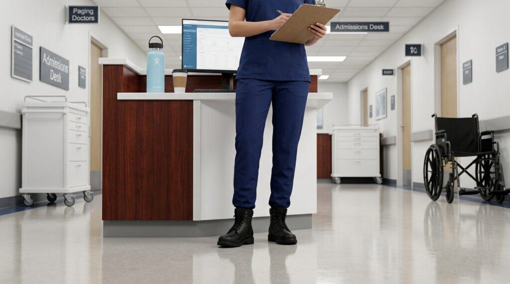 nurse wearing work boots hospital 202607272004