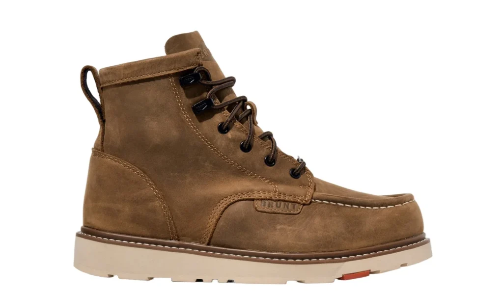 Men's brown Brunt work boot with ankle support, lace-up design, and rugged sole, ideal for job site safety and durability.