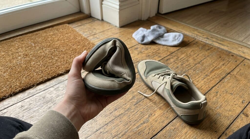 woman bending barefoot shoe sole 20261014154055